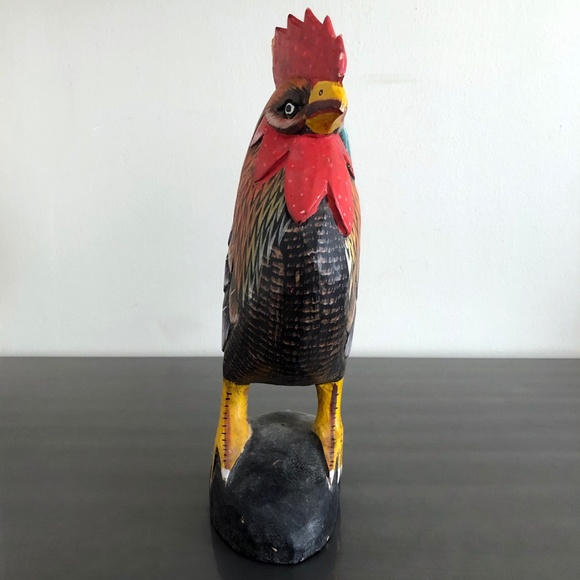Vintage Carved Handprinted Wooden Rooster - Picture 4 of 10